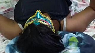 The naughty black BBW receives a handjob on her juicy big ass.