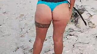 Horny Mexican Amateur Babe Exposes Her Natural Tits And Ass On Beach.