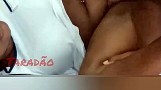 The naughty black BBW receives a handjob on her juicy big ass.