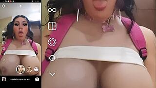 Futanari trap trying out filters with her big tits