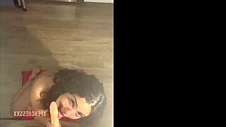 Busty Latina Titty Fucks Dildo With Natural Tits