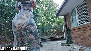 Outdoor walk with bikini try-on in heels!