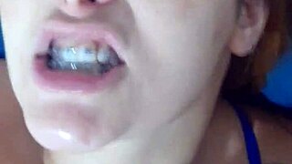 Young wife admits cheating, husband cums on natural tits.