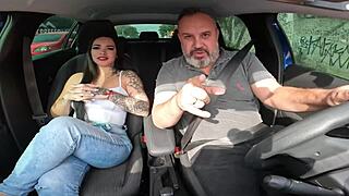 Anna Belutti rides the driver's cock in a wet, juicy fucking session