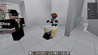 Two people getting fucked in Roblox and public restroom