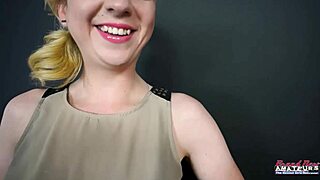 blonde hottie keyton blows hard cock, swallows facial in casual scene