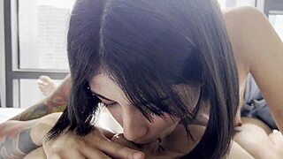 hot best friend blows by window, cum in mouth