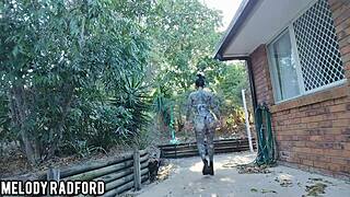 Outdoor walk with bikini try-on in heels!