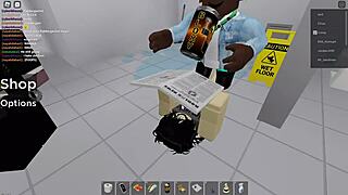 Two people getting fucked in Roblox and public restroom