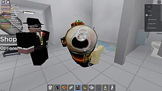 Two people getting fucked in Roblox and public restroom