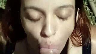 Greedy girl sucks cum in Uber blowjob