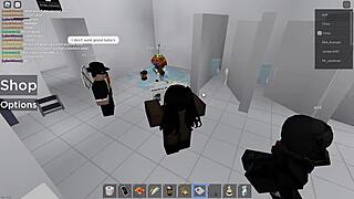 Two people getting fucked in Roblox and public restroom