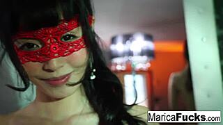 Marica Hase poses in sexy lingerie in front of the mirror