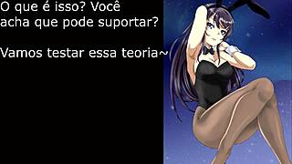 Mai Sakurajima humiliates you with feet femdom, making you fail No Nut November in this hentai