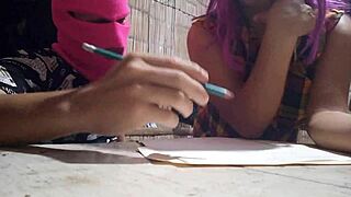 my university classmate visits my countryside house, i saw him very muscular and we talked about old times