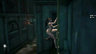 Eve from Stellar Blade rides a ladder nude in POV view.