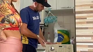 Redhead married woman flashes big pussy lips with husband watching nearby!