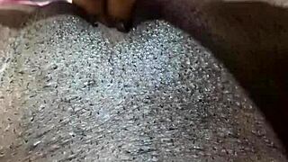 Ebony amateur does homemade solo session with toys