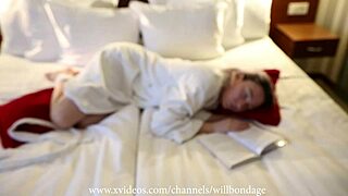 Sofi sits tied in dressing gown reading book part 2-3