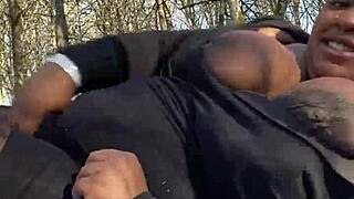 sexy bbw remi enjoys outdoor activities in the park