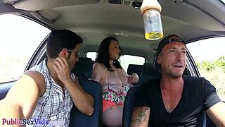 Busty Brit Blows Cock Publicly Before Outdoor Sex