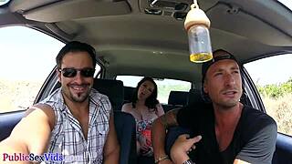 Busty Brit Blows Cock Publicly Before Outdoor Sex