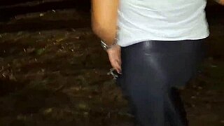 A Safada Strips Naked in City Square for Public Cum in Mouth