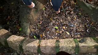 A Safada Strips Naked in City Square for Public Cum in Mouth