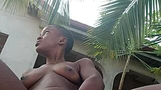 Crazy Bitch Teases Step Dad Outdoor