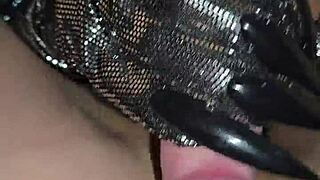 Glove wearing milf milks cock