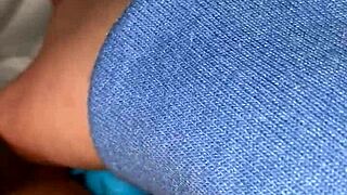 milf wife masturbates her little 18+ pussy with dolphin vibrator solo, feeling so bitchy and double horny