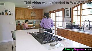 familyorgasm - old man bangs daring stepdaughter and wife in kitchen