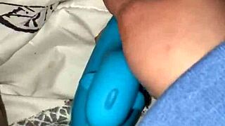 milf wife masturbates her little 18+ pussy with dolphin vibrator solo, feeling so bitchy and double horny