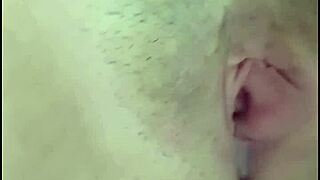 The blonde girl shows me her pink pussy.