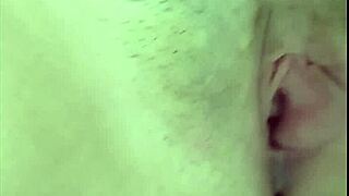 The blonde girl shows me her pink pussy.