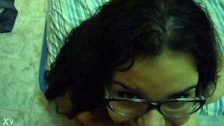 Brunette Latina Gives Handjob And Blowjob To Big Tits