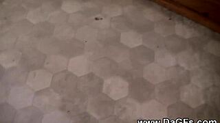 girlfriend fucks friend in bathroom, squirts during orgasm, gets cumshot