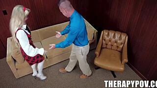 the teen was afraid of kissing, but therapy had her licking dicks soon