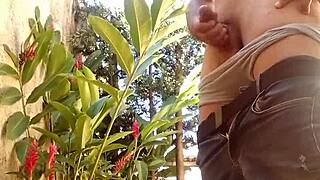 solo boy masturbating outdoors 😏