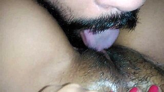 she cums hard while he licks her latina pussy