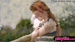 Watch this redhead Latvian MILF strip on the golf course?