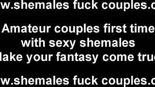 Boyfriend turned on by trannies in threesome