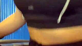 in a crowded bathroom, she licks and masturbates pussy to orgasm