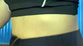 in a crowded bathroom, she licks and masturbates pussy to orgasm