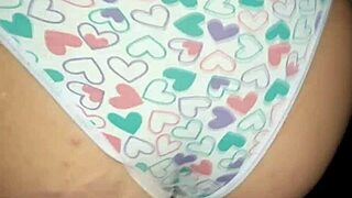 cuckold and wife fucking with two cumshots on sexy panties