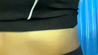 in a crowded bathroom, she licks and masturbates pussy to orgasm