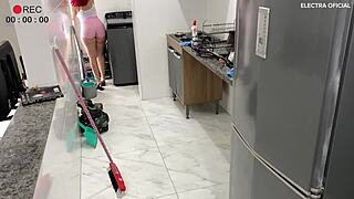 Maid's Tasty Ass Drives Boss Crazy on Security Camera in Voyeur Fetish