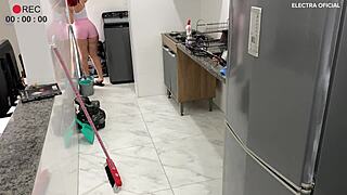 Maid's Tasty Ass Drives Boss Crazy on Security Camera in Voyeur Fetish