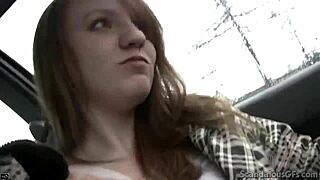 Naughty Jenny gives blowjob in public park