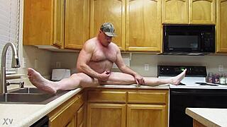 Naked in the kitchen